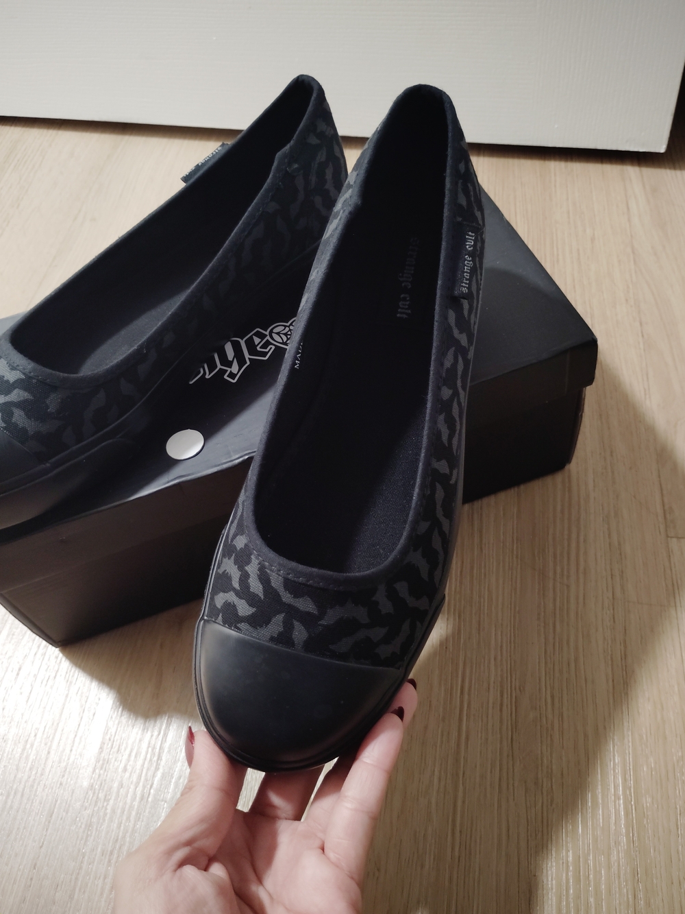 Strange Cvlt Emily Bat - Blackout Animal Print Flats Black & Gray US 9